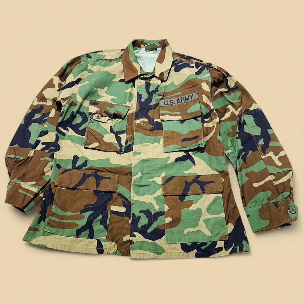 1999-2001 U.S. ARMY Military Issued Woodland Camo Combat Jacket BDU Medium Short
